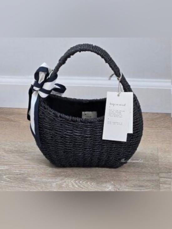 a new day Handbags - A New Day Black Woven Mini Bag Bow Detail Top Handle Purse NWT in bag